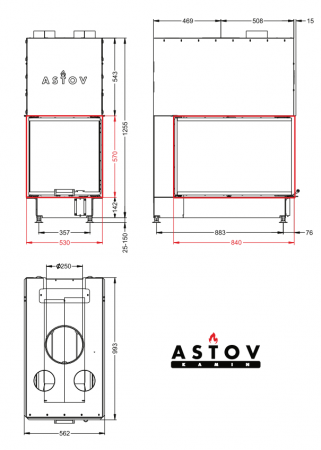 Каминная топка Астов П3С 53(84)57